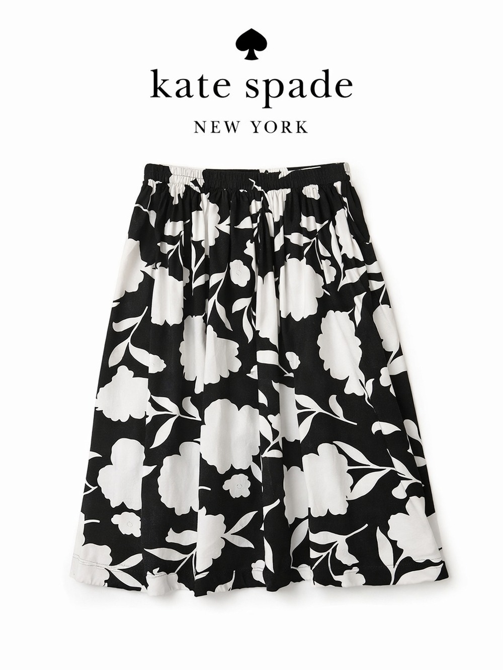 NWT Kate Spade New York Target Floral Midi Skirt Black White Medium